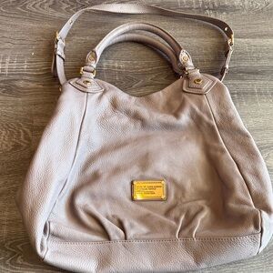 Marc Jacobs grey Leather Shoulder Bag with Gold Accents